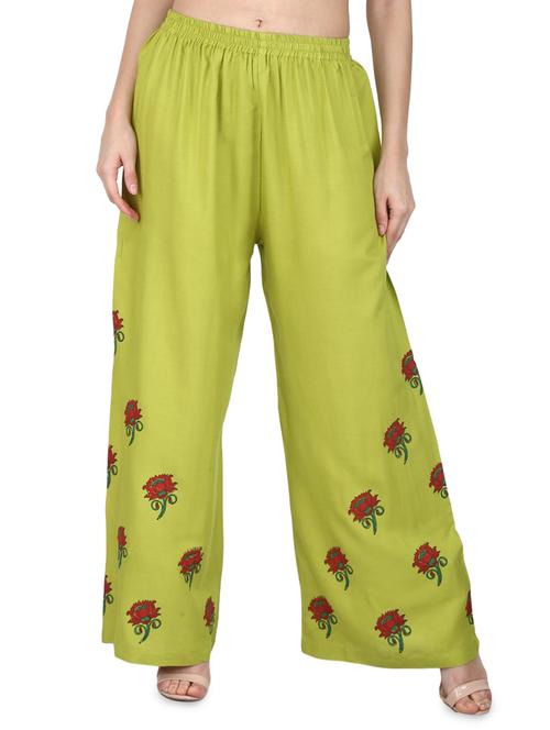 green rayon palazzos - 17081113 - Very Small Image - 1