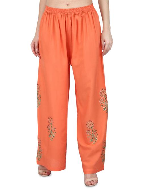 orange rayon palazzos - 17081124 - Very Small Image - 1
