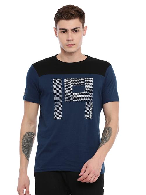 navy blue typographic chest print tshirt - 17082149 - Very Small Image - 1