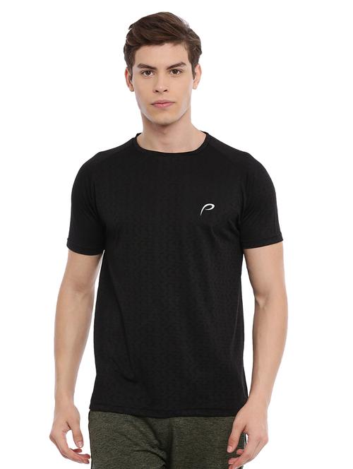 black solid polyester t-shirt - 17082201 - Very Small Image - 1