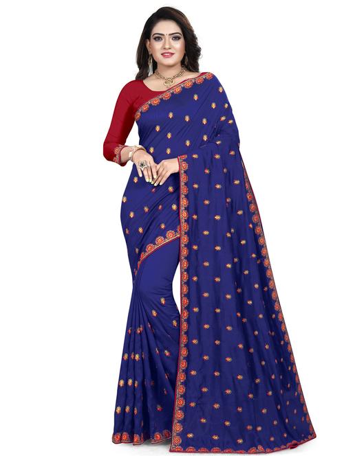 floral embroidered saree with blouse - 17083183 - Very Small Image - 1
