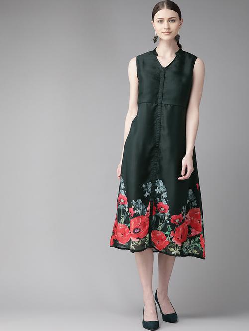 mandarin neck floral a-line dress - 17083500 - Very Small Image - 1