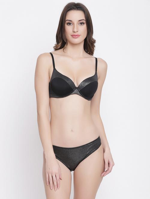 black cotton bras and panty set - 17083643 - Very Small Image - 1