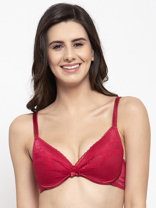 red lace plunge bra - 17083714 - Very Small Image - 1