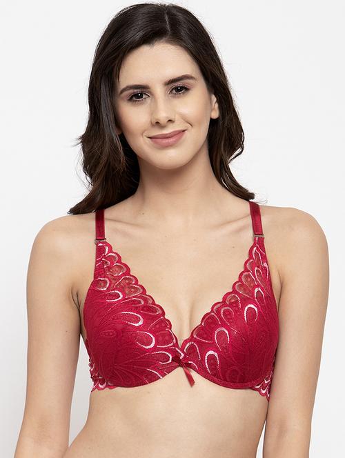 red lace plunge bra - 17083718 - Very Small Image - 1