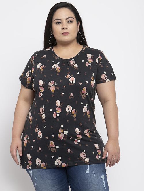 floral print plus tee - 17083765 - Very Small Image - 1