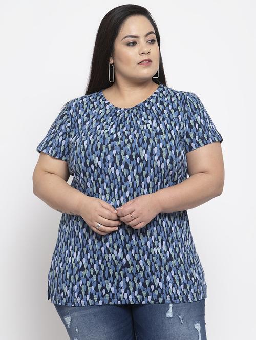 round neck printed plus tee - 17083776 - Very Small Image - 1