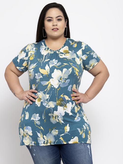 floral print plus tee - 17083777 - Very Small Image - 1