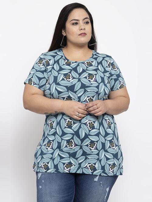 round neck printed plus tee - 17083779 - Very Small Image - 1