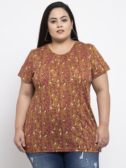 round neck printed plus tee - 17083781 - Very Small Image - 1