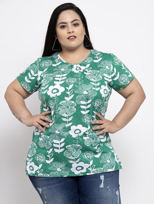 floral print plus tee - 17083782 - Very Small Image - 1