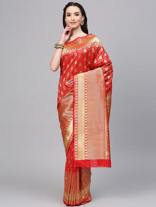 women's banarasi saree with blouse - 17083880 - Very Small Image - 1