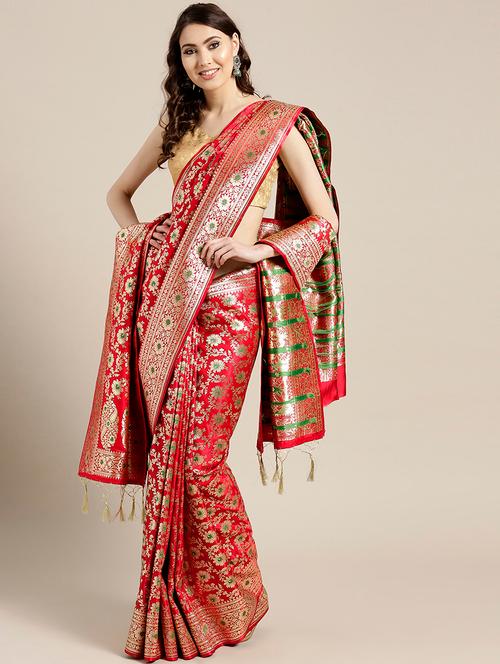 women's banarasi saree with blouse - 17083912 - Very Small Image - 1