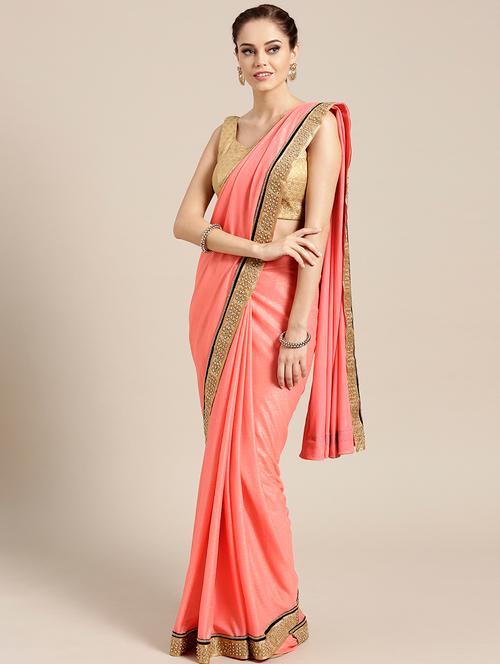 solid embroidered saree with blouse - 17083913 - Very Small Image - 1