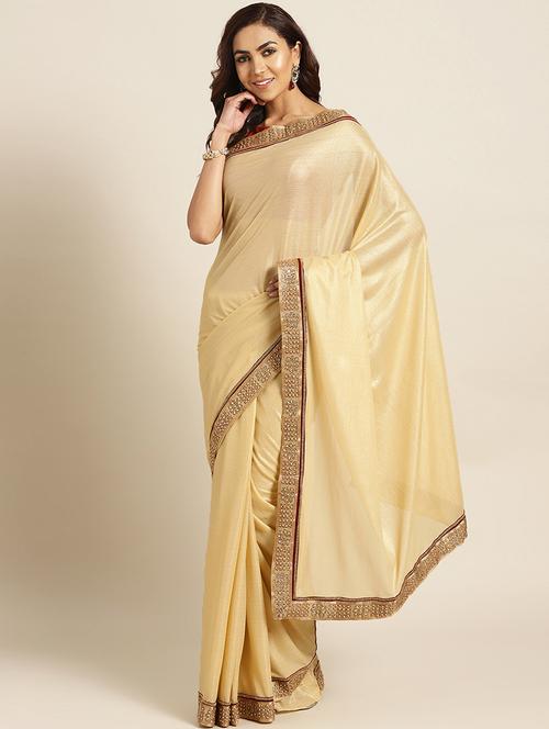solid embroidered saree with blouse - 17083922 - Very Small Image - 1