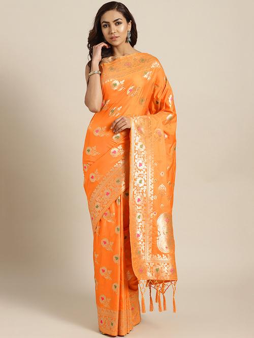 self design banarasi saree with blouse - 17083923 - Very Small Image - 1