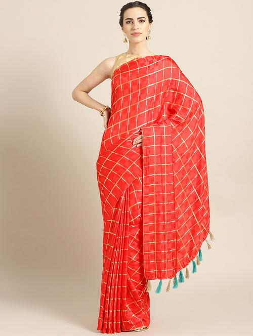 checks patola saree with blouse - 17083932 - Very Small Image - 1