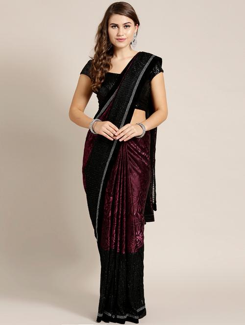 self design bordered saree with blouse - 17083949 - Very Small Image - 1