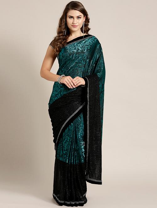 floral bordered saree with blouse - 17083950 - Very Small Image - 1