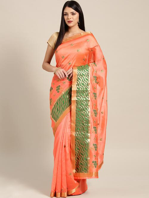 embroidered half and half saree with blouse - 17083966 - Very Small Image - 1