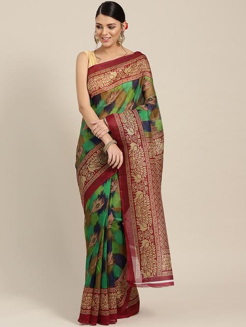 ikat printed saree with blouse - 17083992 - Very Small Image - 1