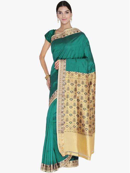 solid banarasi saree with blouse - 17084018 - Very Small Image - 1