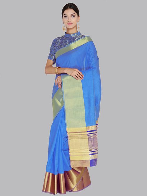 solid banarasi saree with blouse - 17084025 - Very Small Image - 1