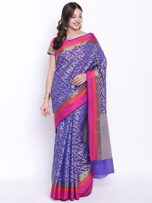 self design banarasi saree with blouse - 17084037 - Very Small Image - 1