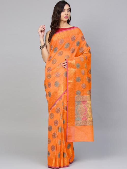 self sesign banarasi saree with blouse - 17084044 - Very Small Image - 1
