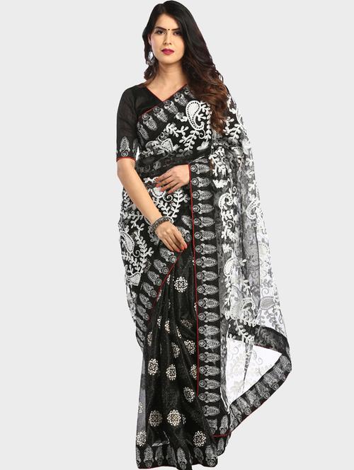 embroidered half and half saree with blouse - 17084499 - Very Small Image - 1