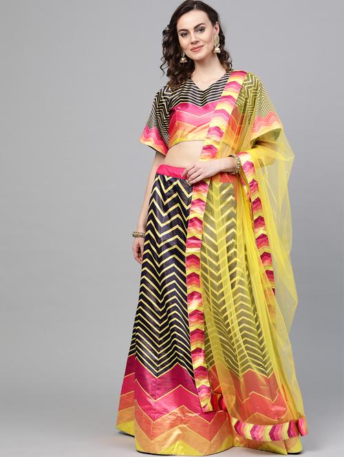 chevron flared lehenga - 17084730 - Very Small Image - 1