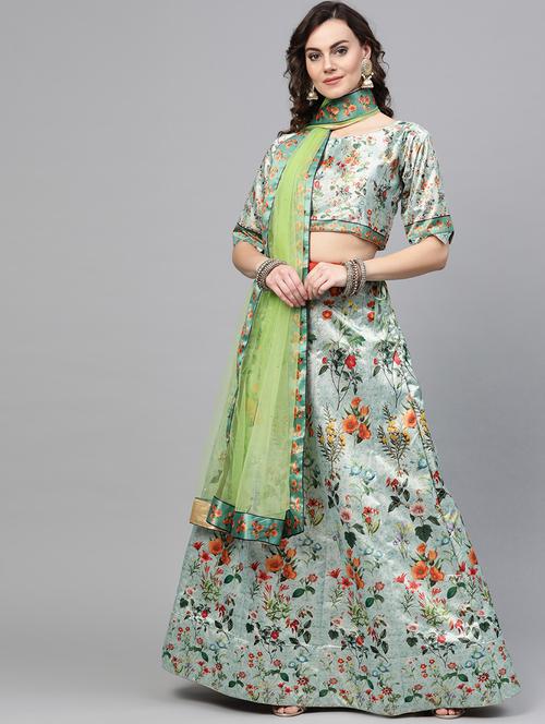 floral flared lehenga - 17084732 - Very Small Image - 1