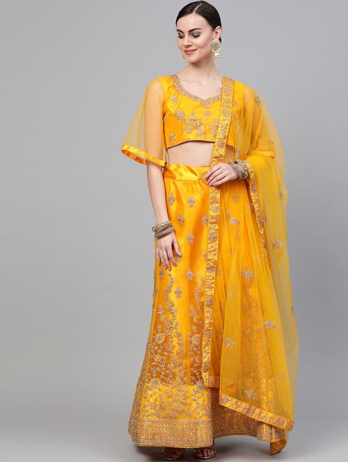 embroidered flared lehenga - 17084738 - Very Small Image - 1