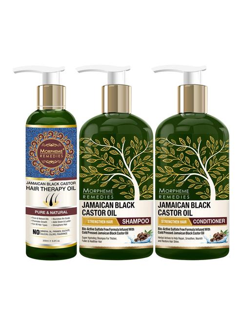 morpheme remedies jamaican black castor hair therapy oil 200ml + hair conditioner 300ml + hair shampoo 300ml - 17085109 - Very Small Image - 1