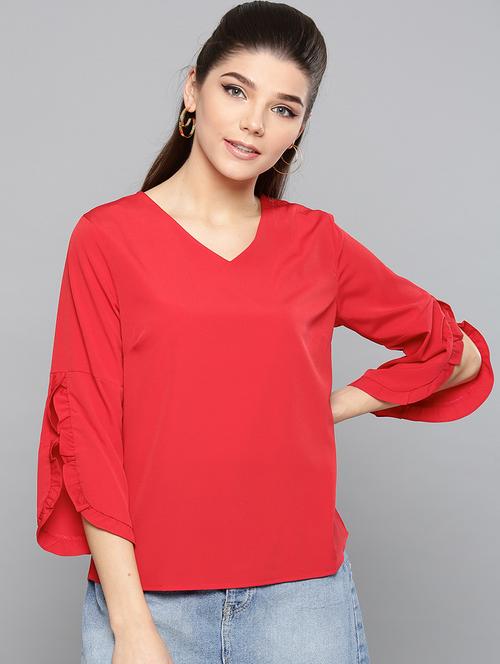 red polyester regular top - 17085596 - Very Small Image - 1
