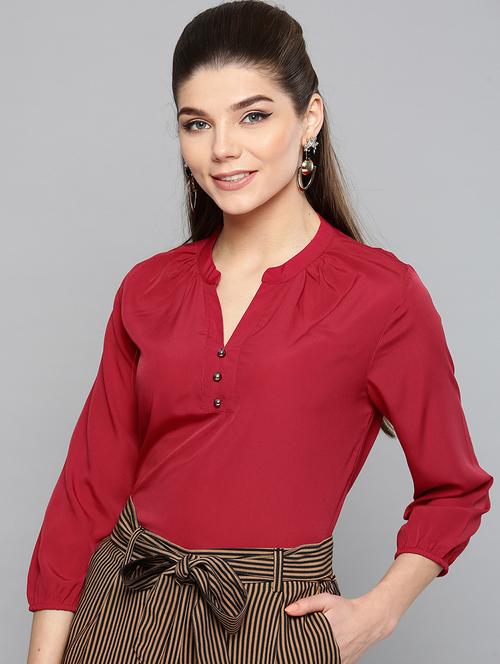 red polyester regular top - 17085613 - Very Small Image - 1