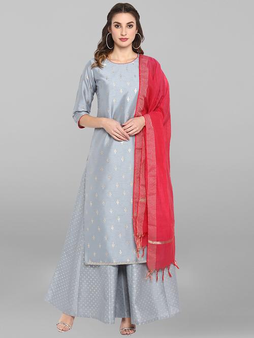 solid kurta palazzo set - 17085874 - Very Small Image - 1