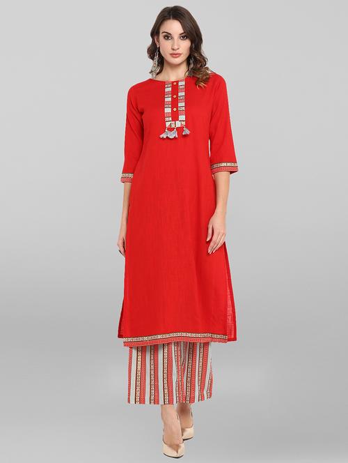 solid kurta palazzo set - 17085886 - Very Small Image - 1