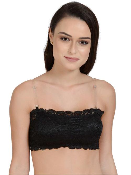 laced tube bra with transparent strap - 17086259 - Very Small Image - 1