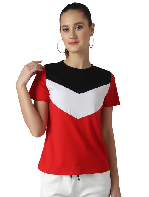 women's color block crew neck t-shirt - 17086419 - Very Small Image - 1