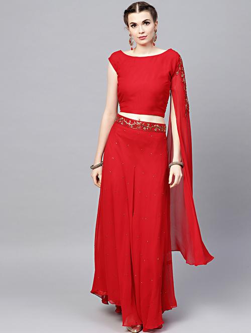 embroidered flared lehenga - 17086698 - Very Small Image - 1