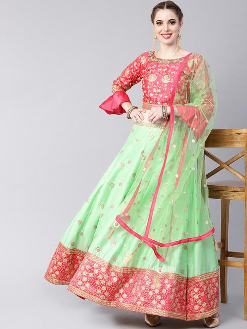 embroidered panelled lehenga - 17086701 - Very Small Image - 1