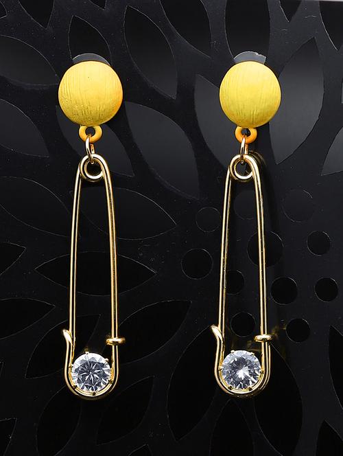 yellow metal drop earring - 17086952 - Very Small Image - 1