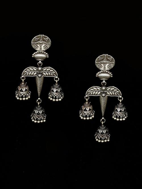 silver metal jhumka - 17086986 - Very Small Image - 1