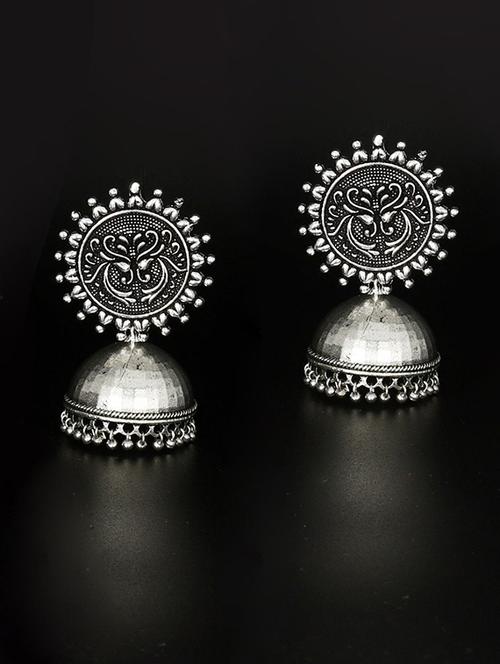silver metal jhumka - 17086988 - Very Small Image - 1