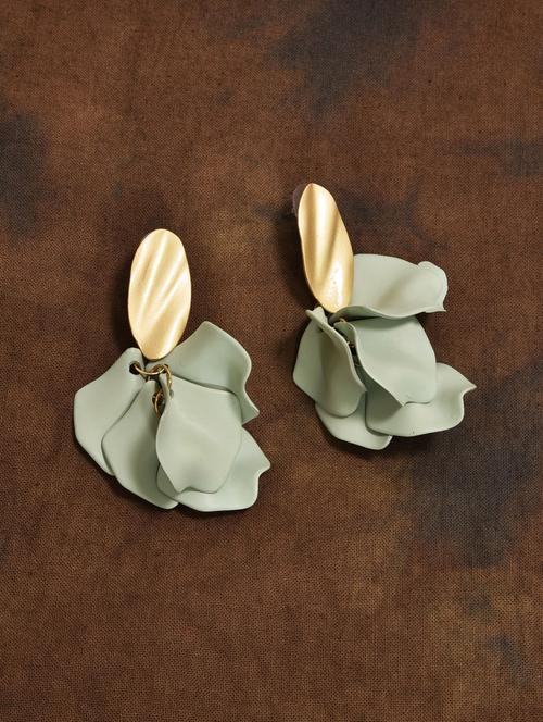 green metal drop earring - 17087033 - Very Small Image - 1