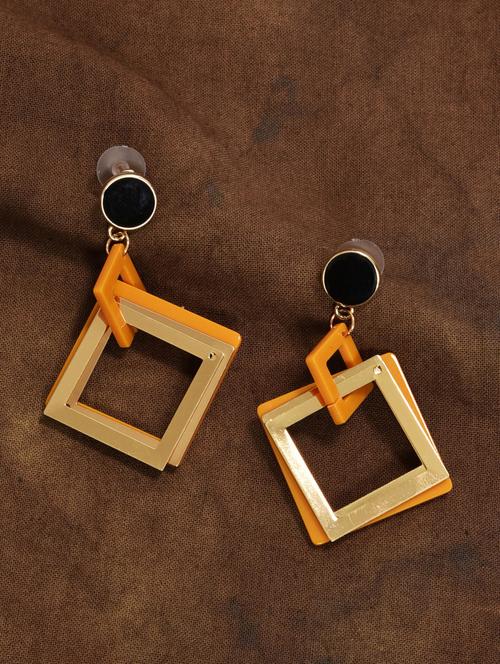 gold metal drop earring - 17087049 - Very Small Image - 1