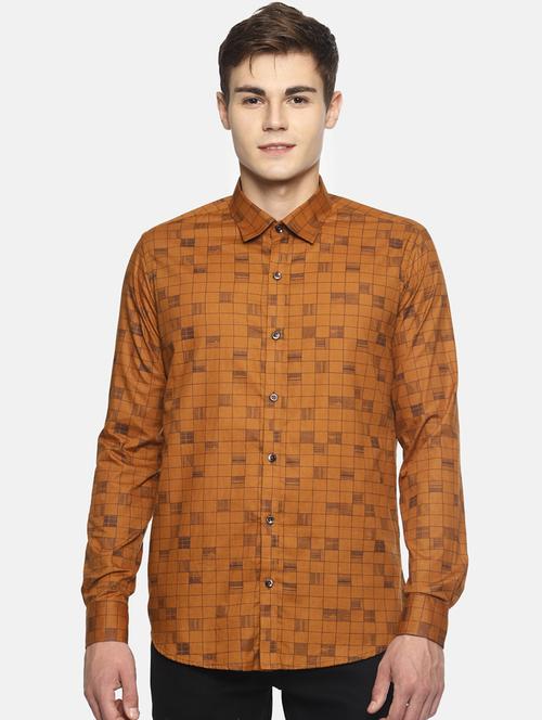 orange checkered casual shirt - 17087098 - Very Small Image - 1