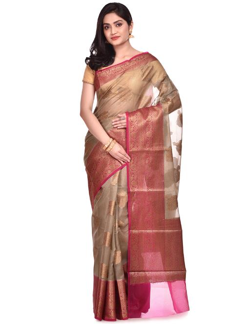 self design banarasi saree with blouse - 17087468 - Very Small Image - 1