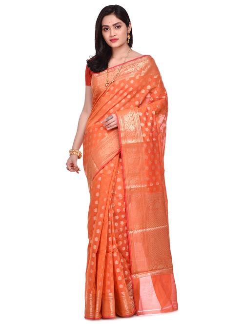 self design banarasi saree with blouse - 17087488 - Very Small Image - 1